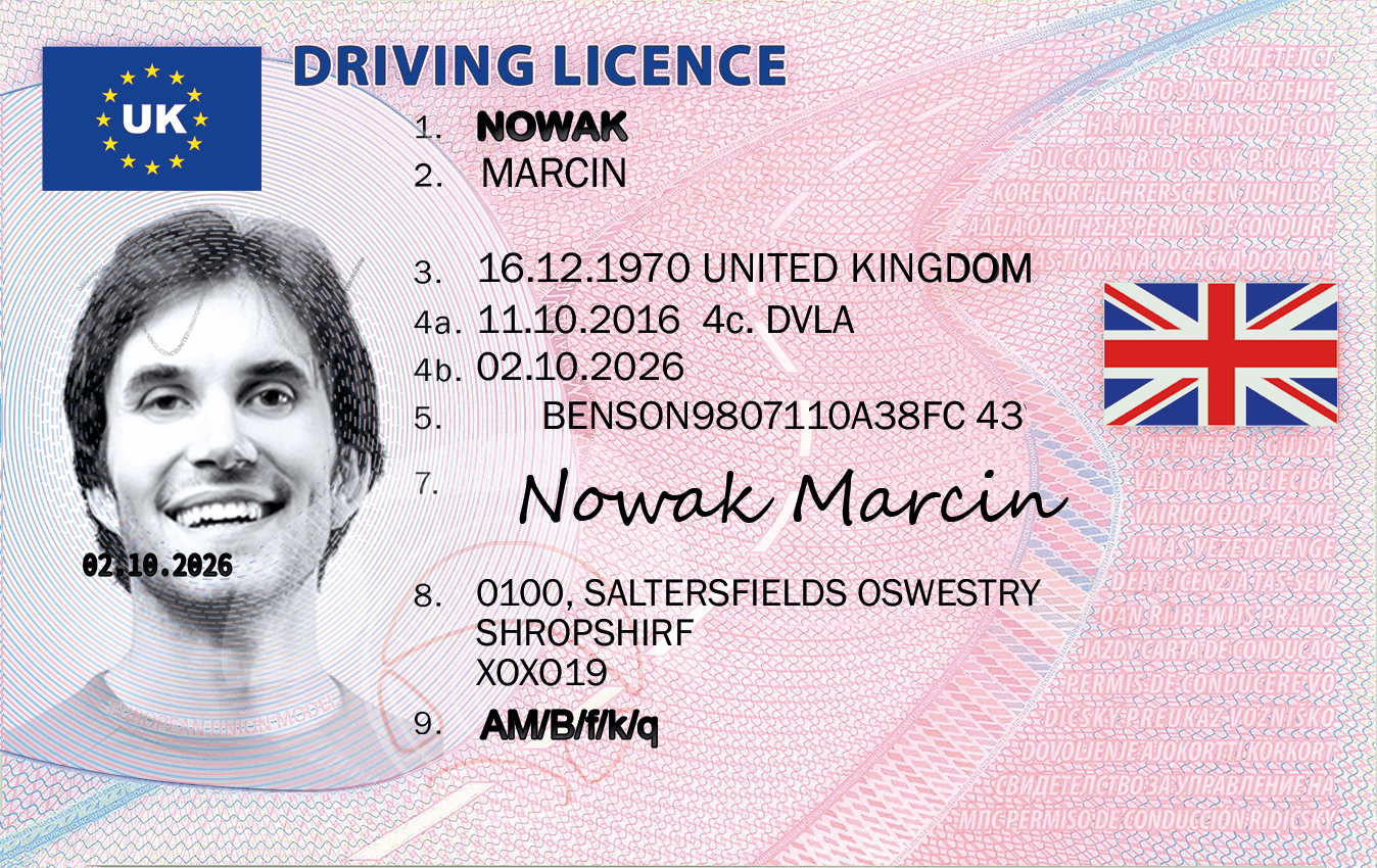 Driver License. Uk drive